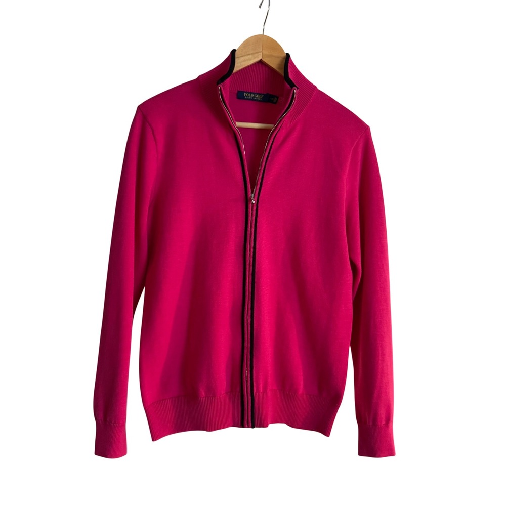 Polo Golf Ralph Lauren Womens Full Zip Cotton Cardigan Golfcore Barbiecore Large